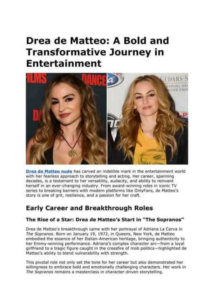 Drea de Matteo: A Journey Through Stardom and Resilience