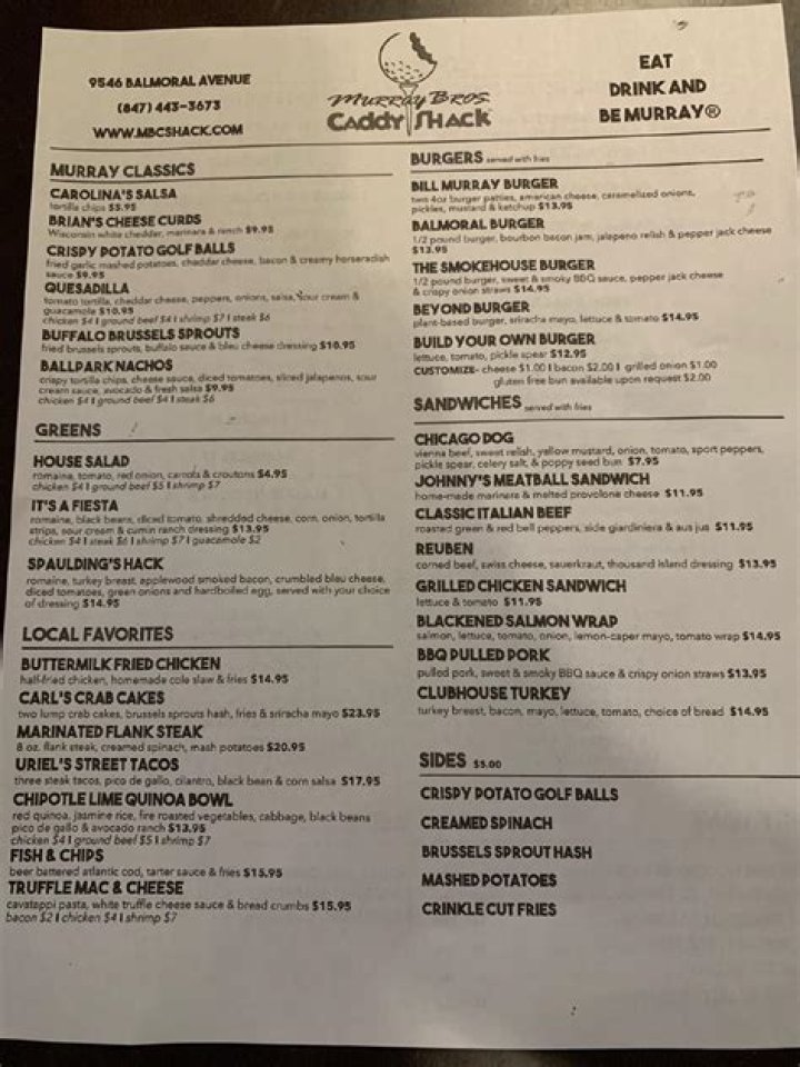 Exploring the Delightful Murray Bros Caddyshack Menu: A Culinary Journey