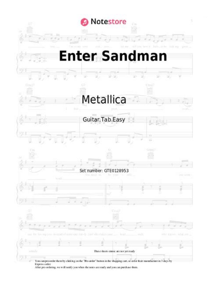 Tabs for Metallica's Enter Sandman: A Comprehensive Guide